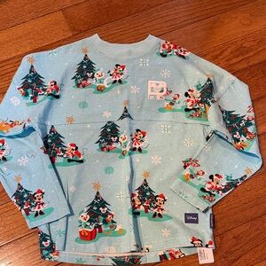 Disney Blue Holiday Mickey and Minnie Shirt
